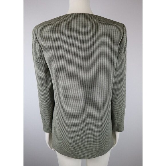 VINTAGE LIZ CLAIBORNE - WOMEN'S BLACK AND BEIGE PLAID BLAZER JACKET - SIZE 2P - Picture 8 of 13